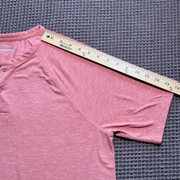 J.Crew Performance Heathered Pink Short Sleeve Henley Shirt Size M - Picture 5 of 7